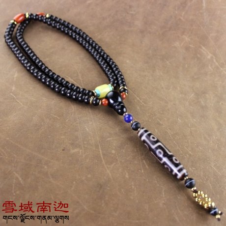 Tibet Nine Eye Celestial Beads 8 * 5 5 Coconut Natural Honey Wax South Red Gold Green Pine Stones 108 Buddha Everest Necklace