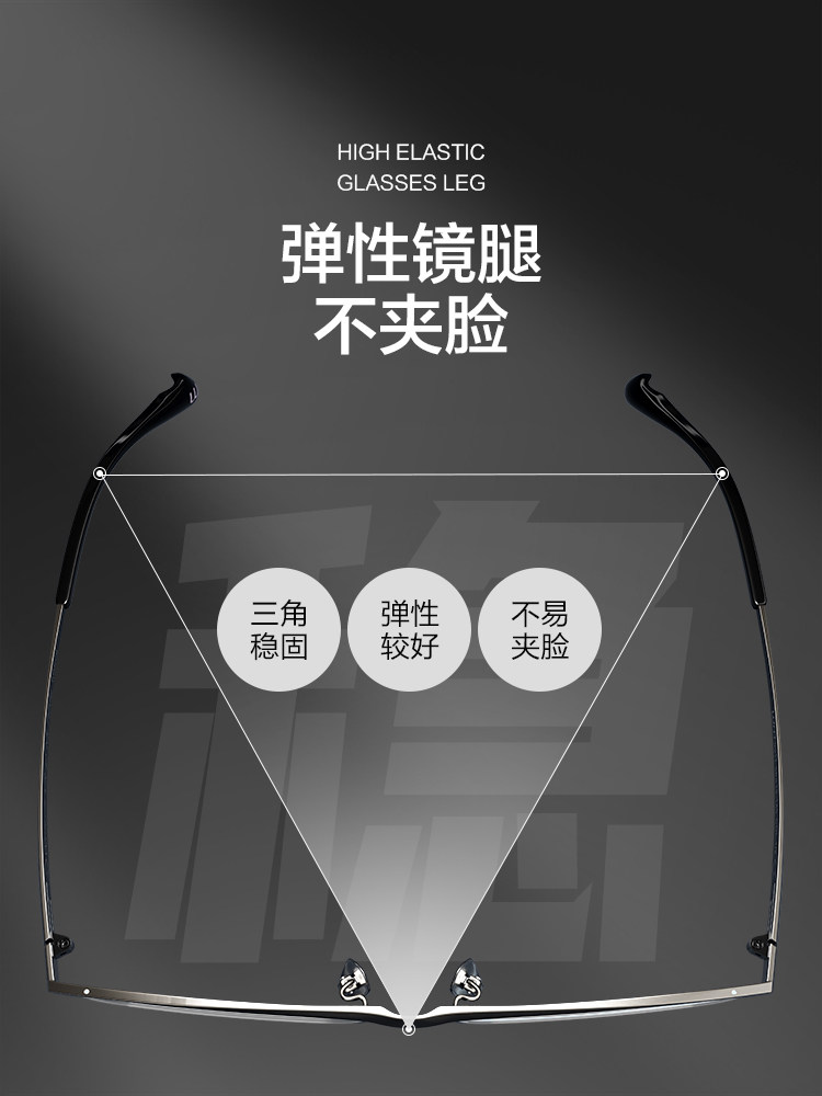 Watanabe Meizuo Pure Titanium Anti-Blue Light Glasses Frame for Men, Can Be Fitted with Prescription Lenses, Black Frame, Classic Casual Business Half-Frame Glasses