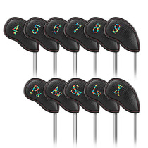 New golf iron rods cover 11 sets of lychee veins waterproof PU club cap sleeve clubhead protective sheath