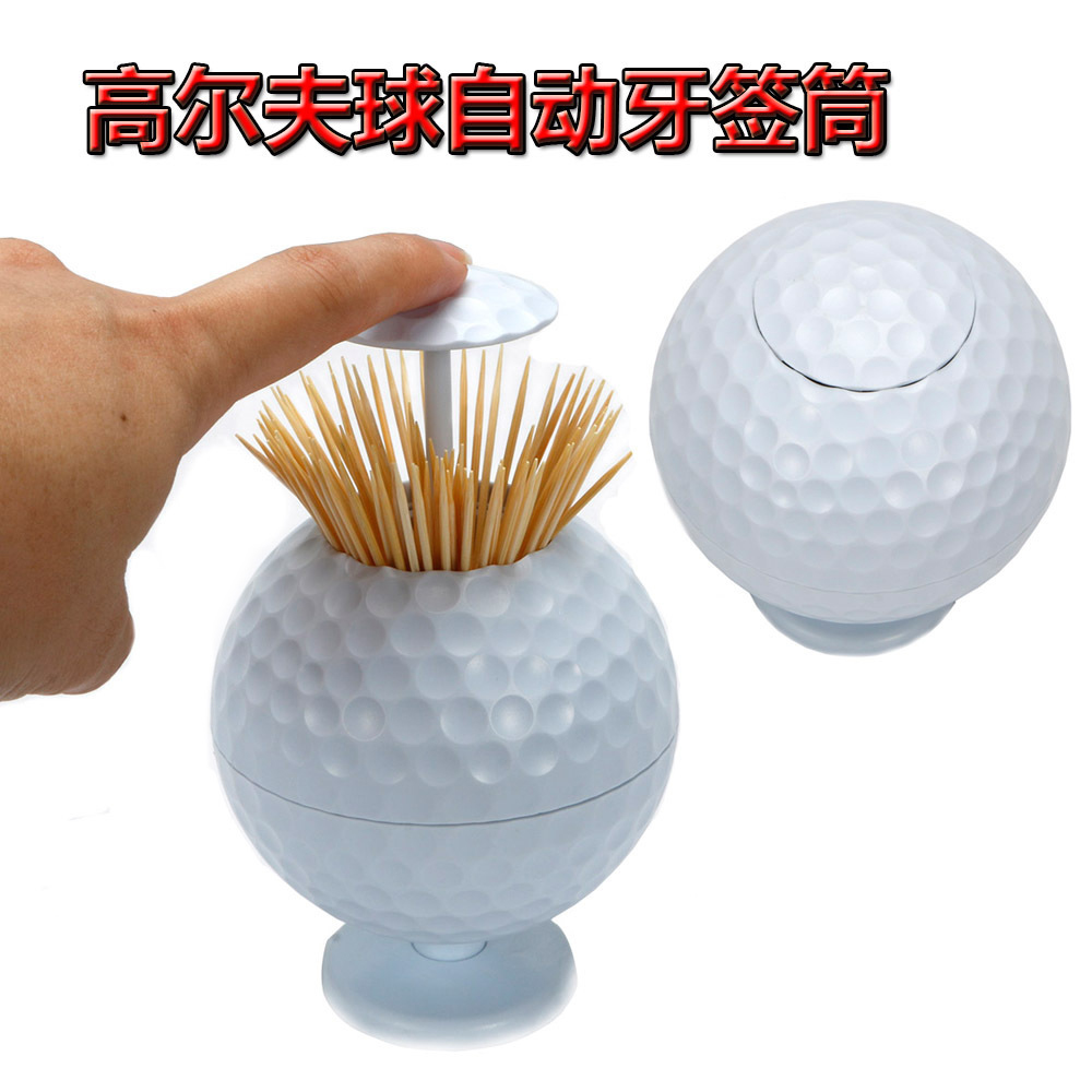 Golf Toothpick Cylinder Press Automatic Toothpick Box Creative Living Room Home Personality Portable Toothpick Bucket-Taobao