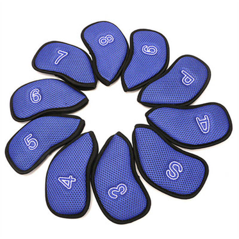 wosofe golf club cap set iron bar cover mesh cloth 10 set rod head protective cover magic closing