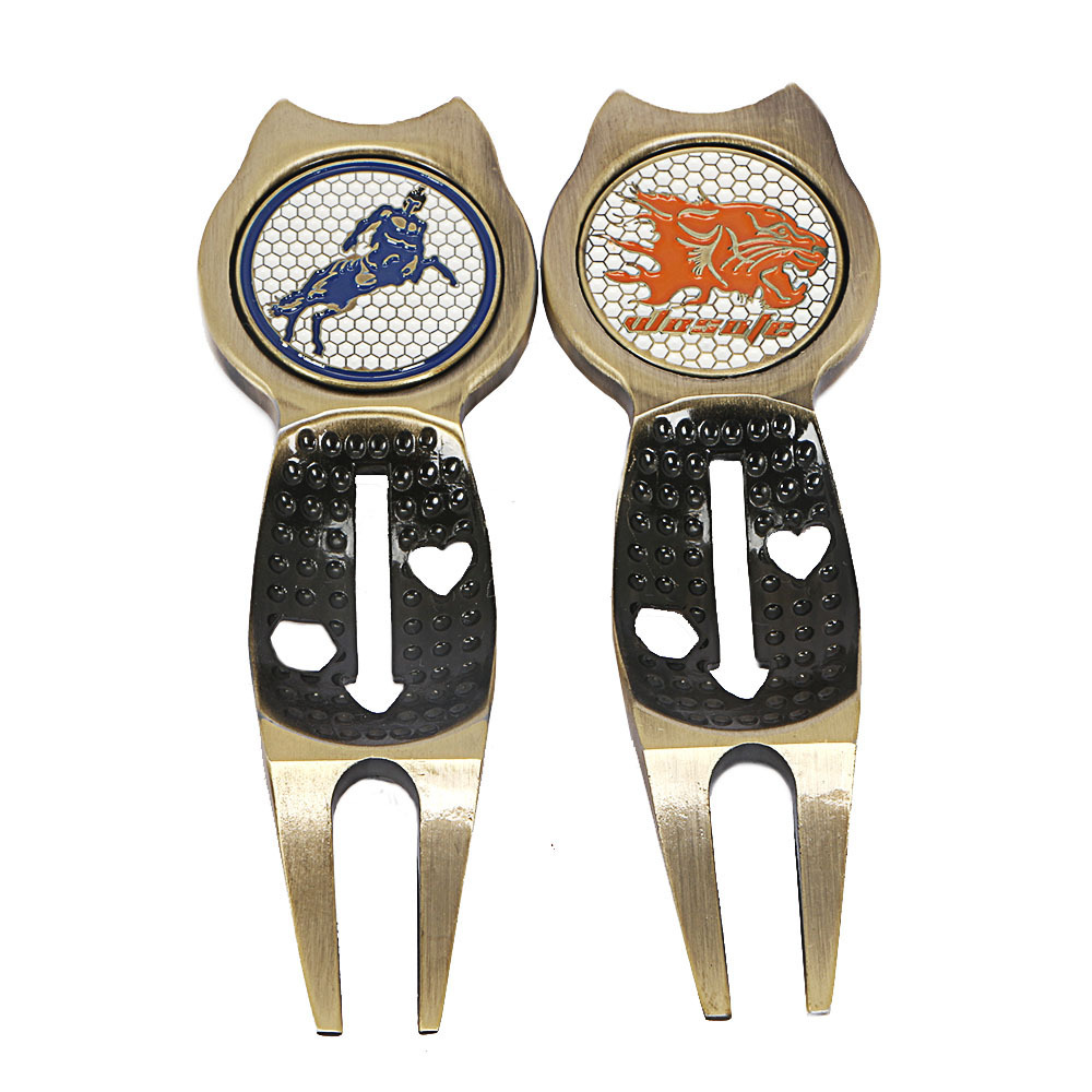 New golf green fork with MARK bronze golf magnetic mark repair tool with ball mark