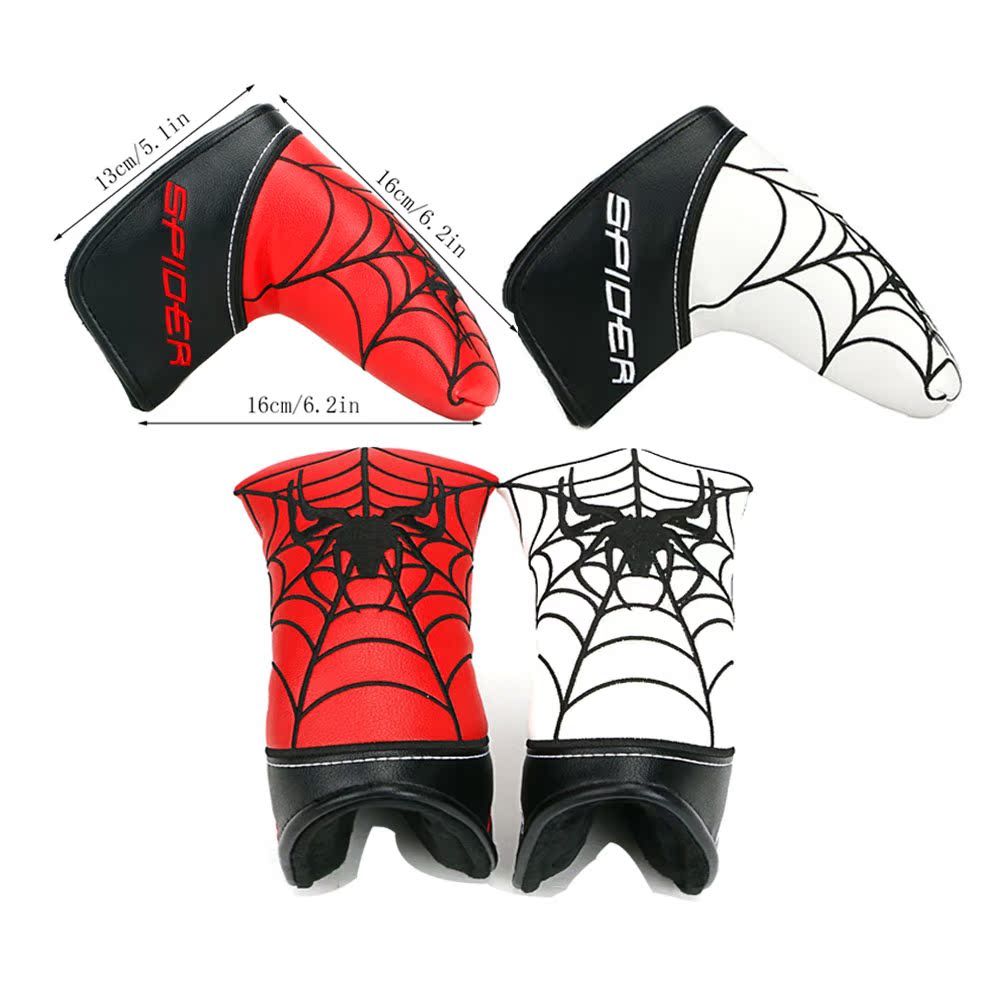New golf push cap with one word push rod head cover PU straight protective cover spider pattern magnet closed