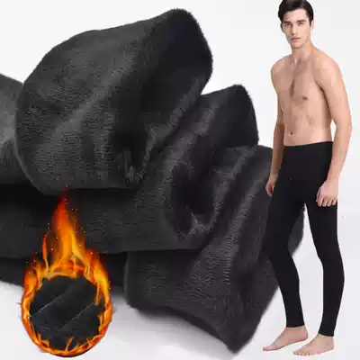 Double windshield belt hair men plus velvet warm cotton pants base Korean version of Dad tight underwear adult boy