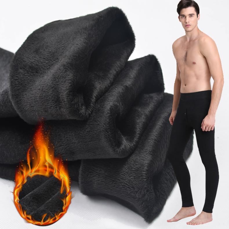 Trend sanitary pants 2020 new inner pants tight leg warm pants men's sanitary pants solid color thickened winter cotton pants