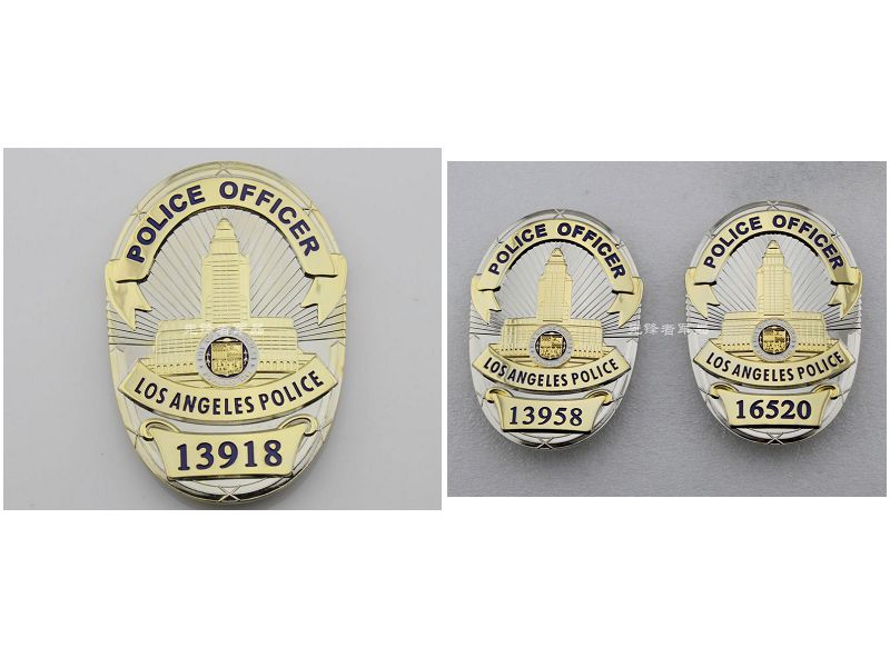 American Metal Great Badge Loatshirt Badge LAPD number 13918 13958 16520 pure copper