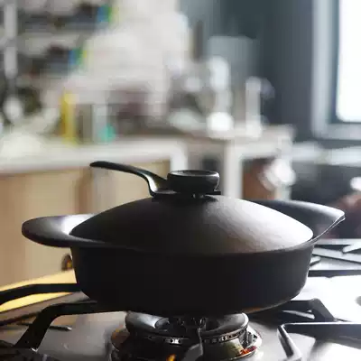 Japan imported Southern ironware Liu Zongli cast iron pot Full cooking frying pan Binaural stew pot household large