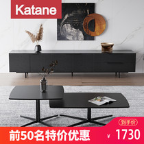 Italian Minimalist TV Cabinet Tea Table Composition High Section Nordic Small Family Style Living Room Modern Minima Black Furniture Light Lavish