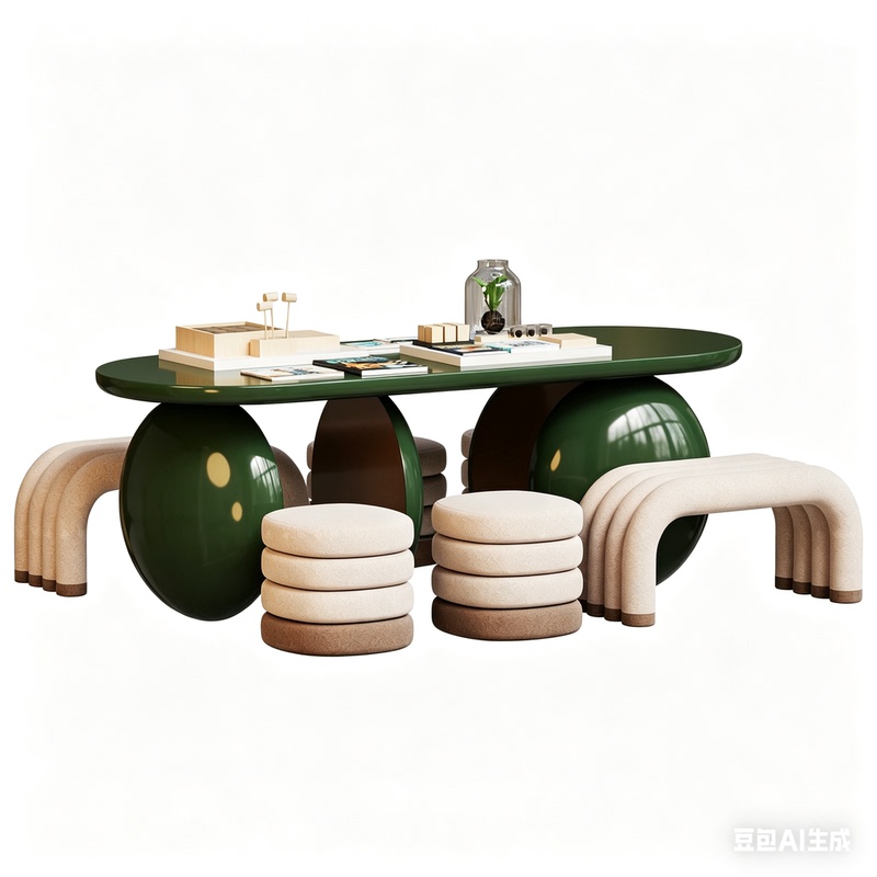 Modern Minimalist Light Luxury Style Children's Study Table with Creative Oval Tabletop, High-End Solid Wood Home Desk