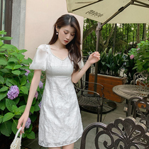 Guoguowomen Coconut Cream ~ Floral Trimmed Pearl Dress Summer New