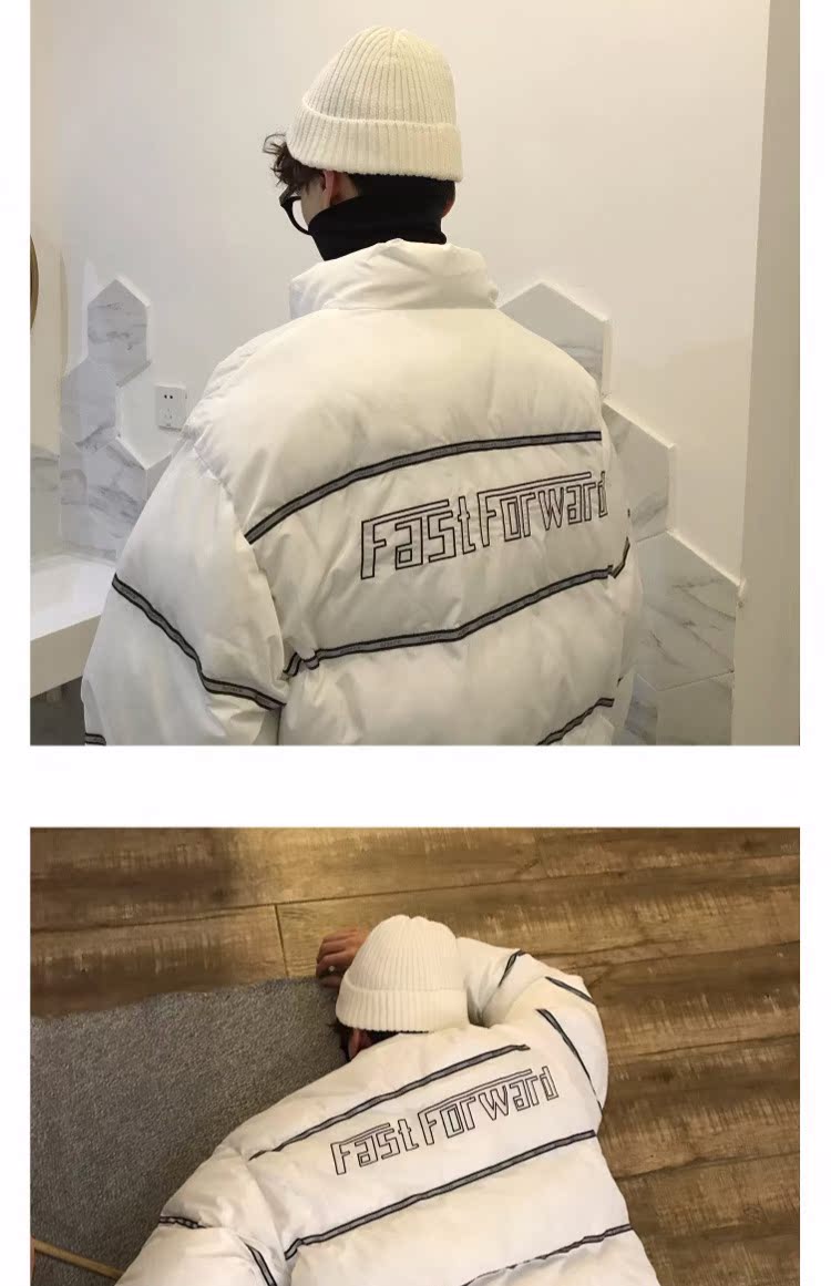 Quần lửng cotton ngắn mùa đông 2018 mới một nam và một nữ phiên bản Hàn Quốc của cặp đôi mẫu áo khoác cotton dày áo khoác kaki nam