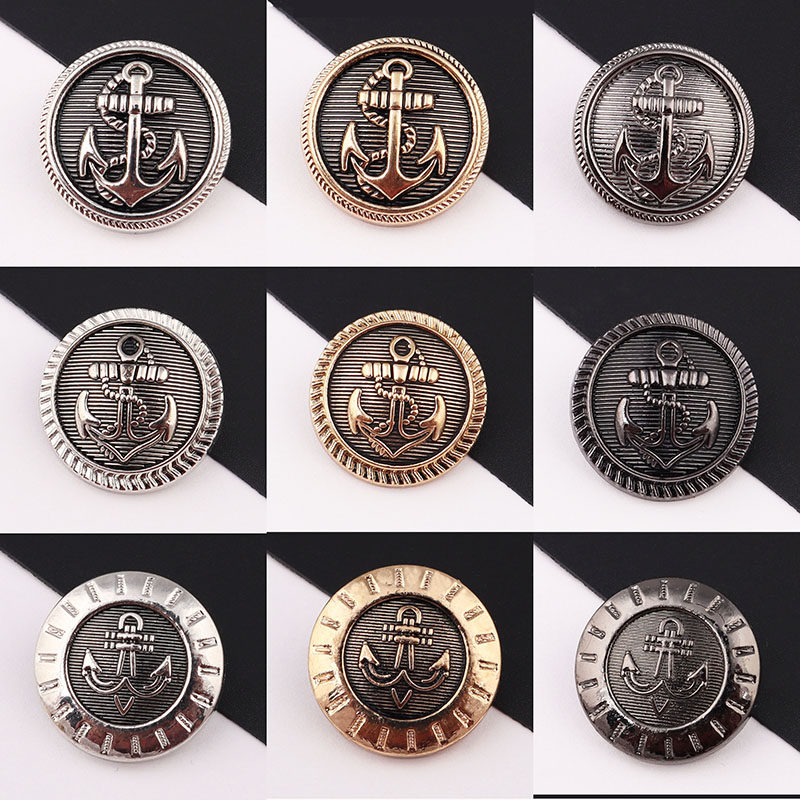 Upscale button Boats Anchor Golden small buttons Metallic Men Metal Men And Women Clothes Shirts Big Suit Jacket Twist Dresses