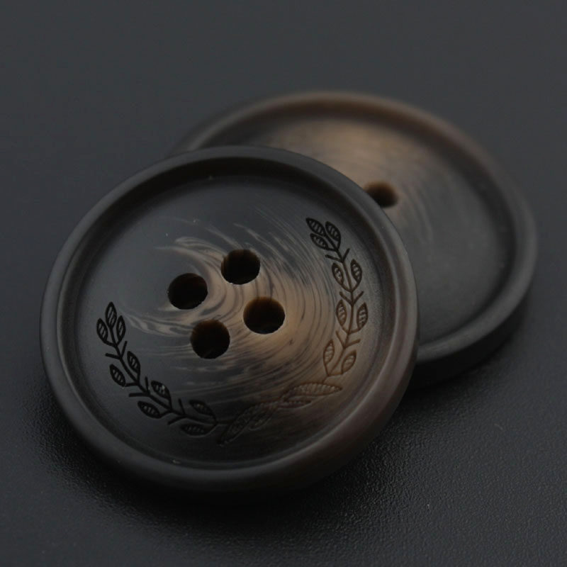 Round resin coat buttons Windbreaker buttons Suit jacket pants Brown coffee four-eye buttons Resin buttons