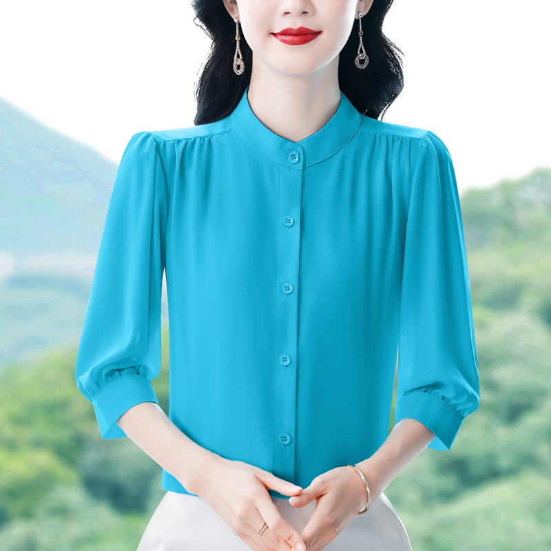 This Year's Trendy New Shirts 2026 High-End Three-Quarter Sleeve Chiffon Blouse for Women, French Cardigan, Beautiful Top