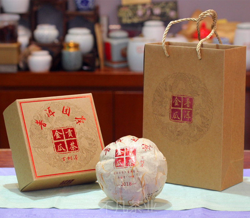 (no fan of tea) tea multimile 2018 golden guagon tea ancient tree Pu'er cooked tea 500g melon gift box dress