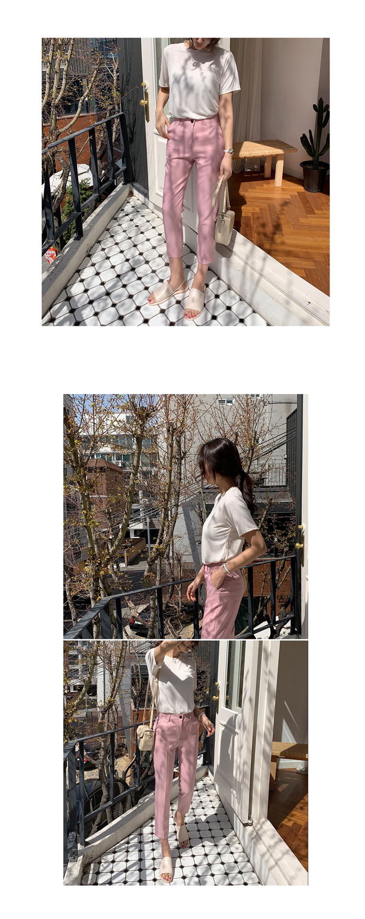 Quần lửng 8 điểm màu hồng Quần skinny mỏng cho nữ cạp cao eo cao phiên bản Hàn Quốc 2019 xuân hè mới Quần bút chì Han Fan - Khởi động cắt Jumpsuit tay dài nữ