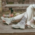 Retro Sen nữ đống vớ dày cotton dày vớ phiên bản Hàn Quốc của tất cao cổ nữ màu rắn giữ ấm vớ cao cổ Bít tất nữ