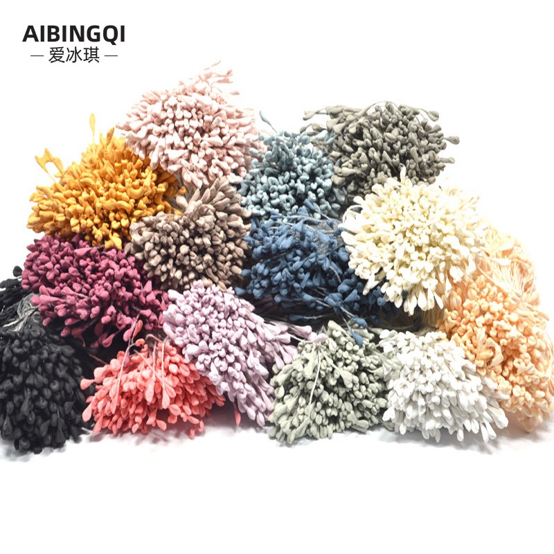 350 DIY hairdrests accessories emulated matte pistachio double head flower heart malt flower bud handmade material turned sugar flower core