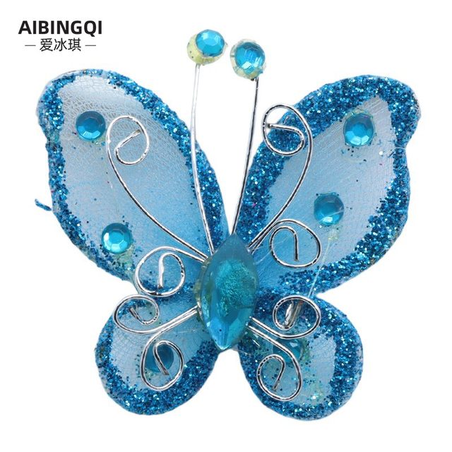 4.5cm simulated silk mesh butterfly 3D three-dimensional stockings butterfly wedding home gardening decoration multi-color