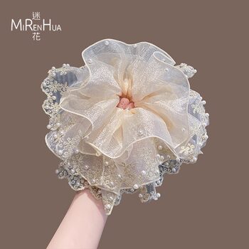 French elegant pearl lace hair tie