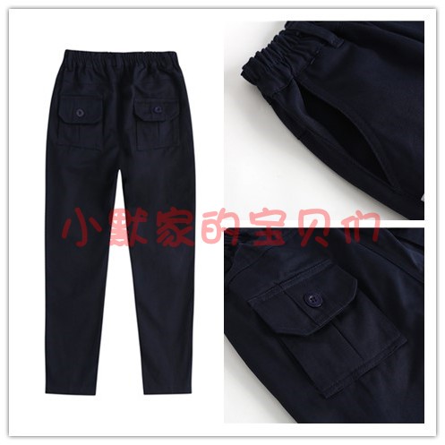 2021 Eaton Tibetan Blue Trousers tighten all cotton spring and autumn large children's pants and dress 09K101