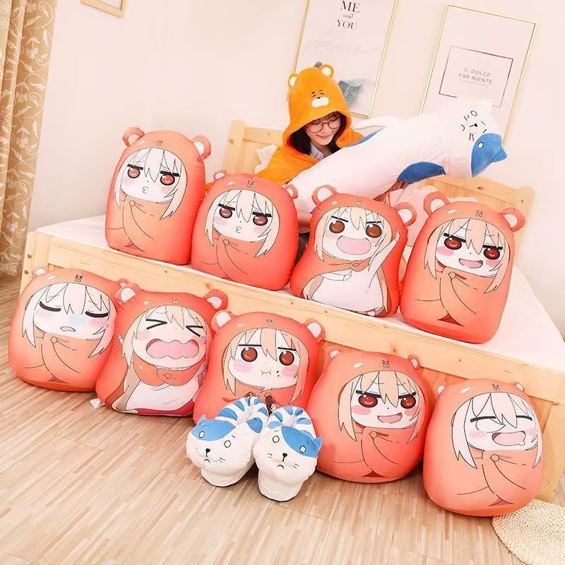 Dry Goods Girl Merchandise Pillow Plush Cute Anime Tomita Cushion Plush Toy Same Style Pillow for Birthday Gift
