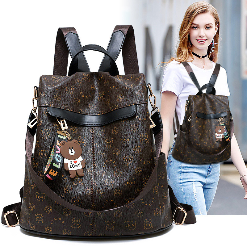 Hong Kong 2022 one-shoulder Korean fashion trendy anti-theft ladies backpack casual pu soft leather personality fresh pet bag