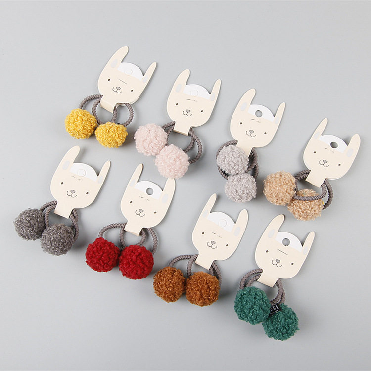 Autumn and winter new children's hair accessories baby hair clip BB clip princess Teddy hair ball drip oil rubber band hair ring girl hair ring - Taobao