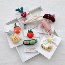 Korean version of vegetables and fruits hair rope hairpin combination fabric set Sun flower sausage Strawberry Childrens hair rope hair ornaments