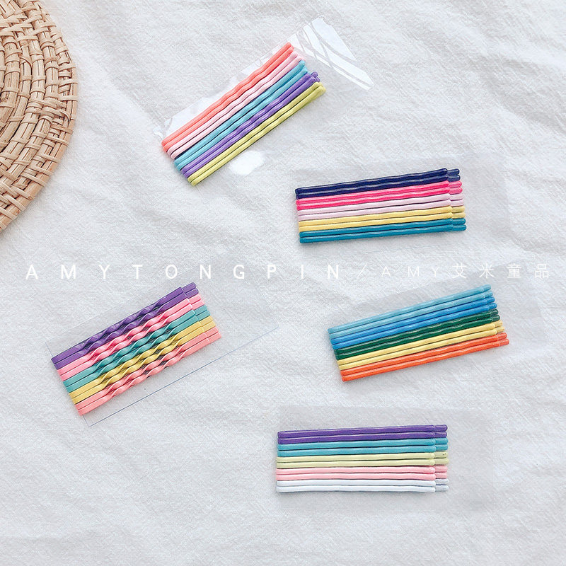 Girl's heart color net red word clip Korean version of children's ins basic parent-child adult Liu Hai tie hairpin headdress