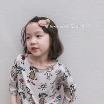 Korean new popular childrens braided hairpin wool cloth braided bangs clip handmade wool ball childrens jewelry accessories