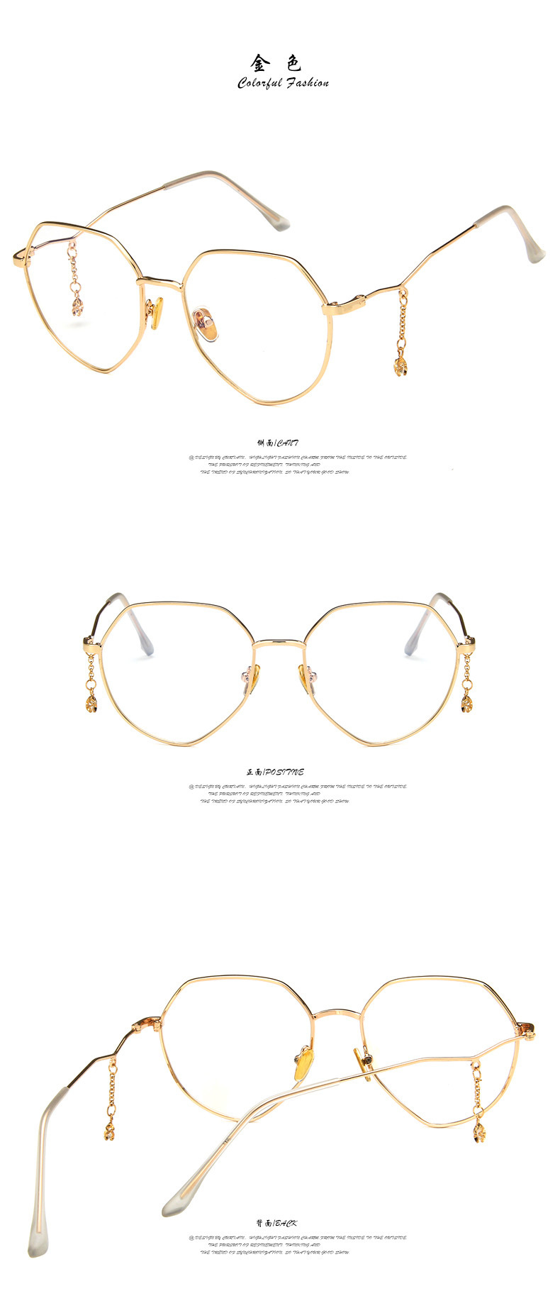 Đã hoàn thành kính cận thị nữ phiên bản Hàn Quốc có độ vàng retro dây đa giác đồng bằng mặt tròn khung mắt lưới màu đỏ kính cho mặt tròn