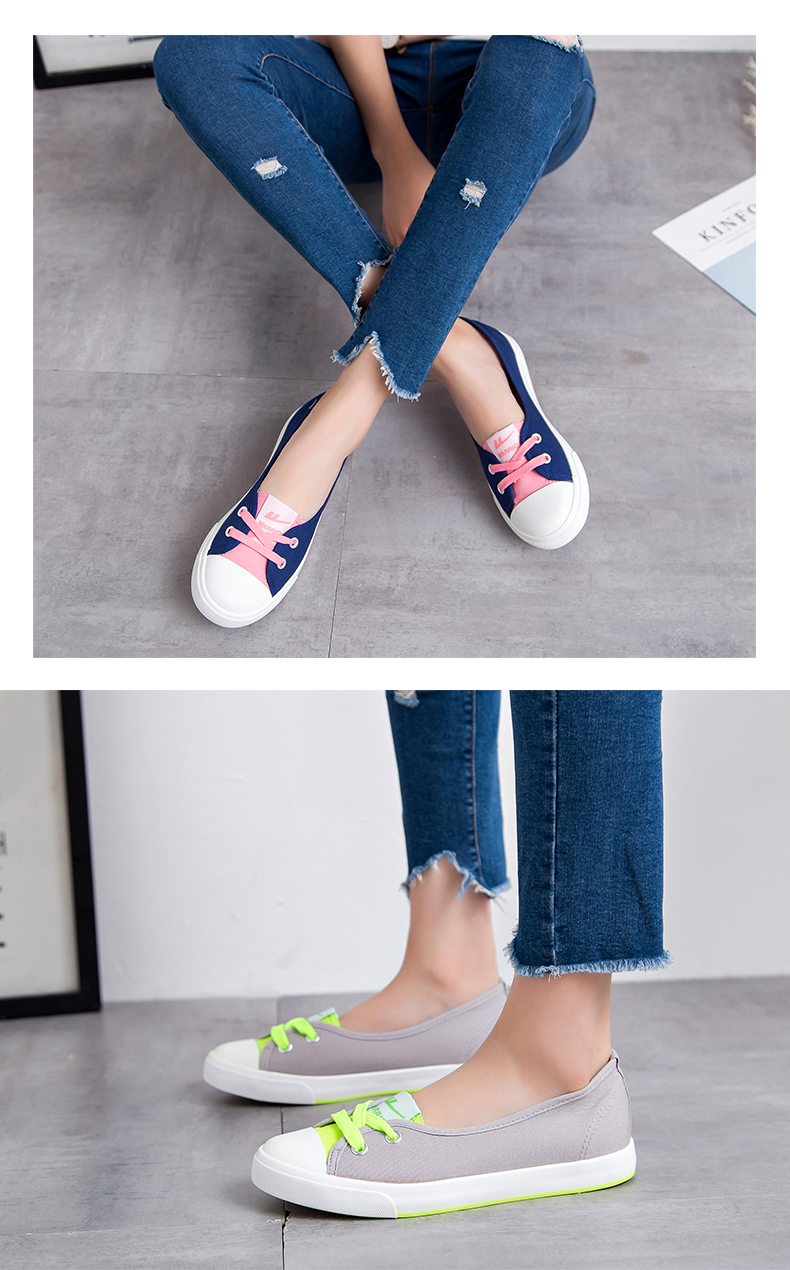 Mới kéo trở lại của phụ nữ giày một bàn đạp đặt chân giày lười giúp đỡ y tá giày nhẹ breathable không trơn trượt giày vải giày sneaker nữ chính hãng
