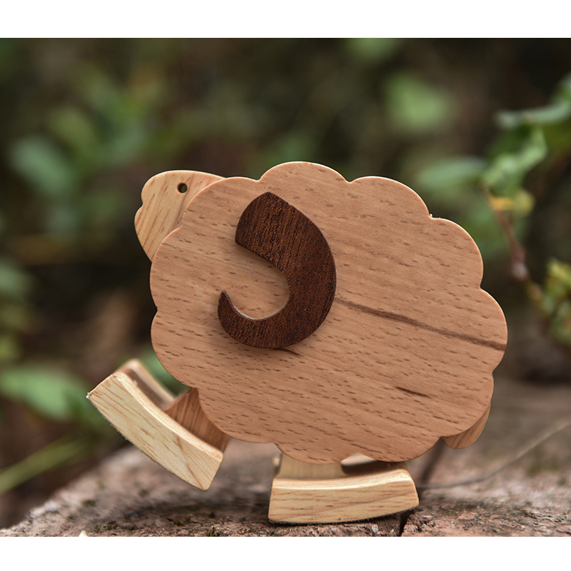 Walking Wooden Lamb Creative Handmade Ornament Making Woodworking Workshop DIY Material Kit Wooden Ox and Horse Toy