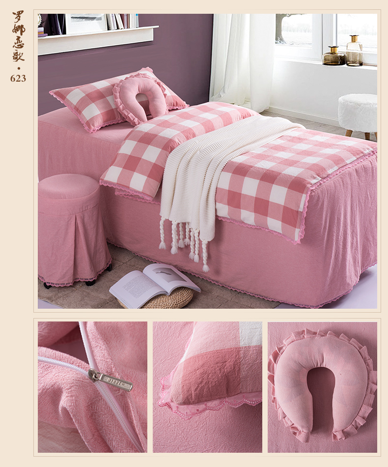 Beauty khăn trải giường cotton gia đình bốn đơn giản tùy chỉnh giường massage vẻ đẹp thẩm mỹ viện bedspread bộ châu Âu cụ thể - Trang bị tấm ga trải giường gội đầu