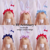 Hand-made Japanese soft girl headgear big bow cute plush sweet rabbit ear KC hair hoop Loita head