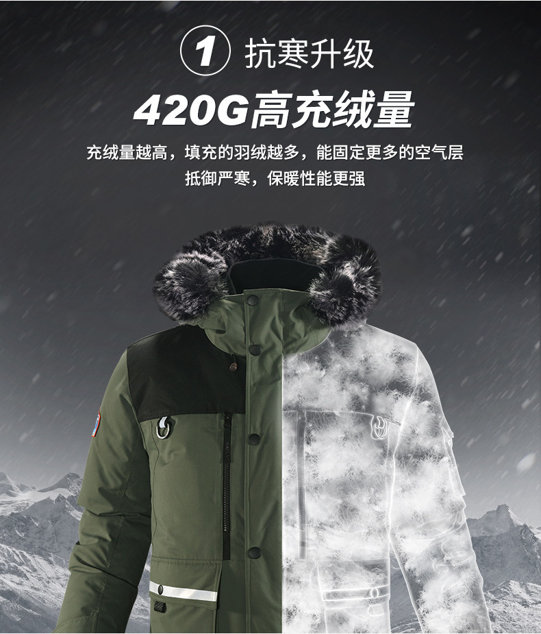 凯乐石 420克鹅绒 男重装羽绒服 抗寒-50℃ 图7