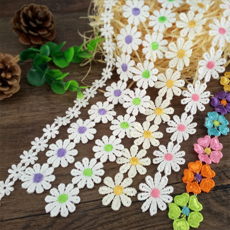 Embroidery water soluble lace 2 5cm Colour small daisy small floral side handmade diy accessories bottle clothing Decorative Accessories