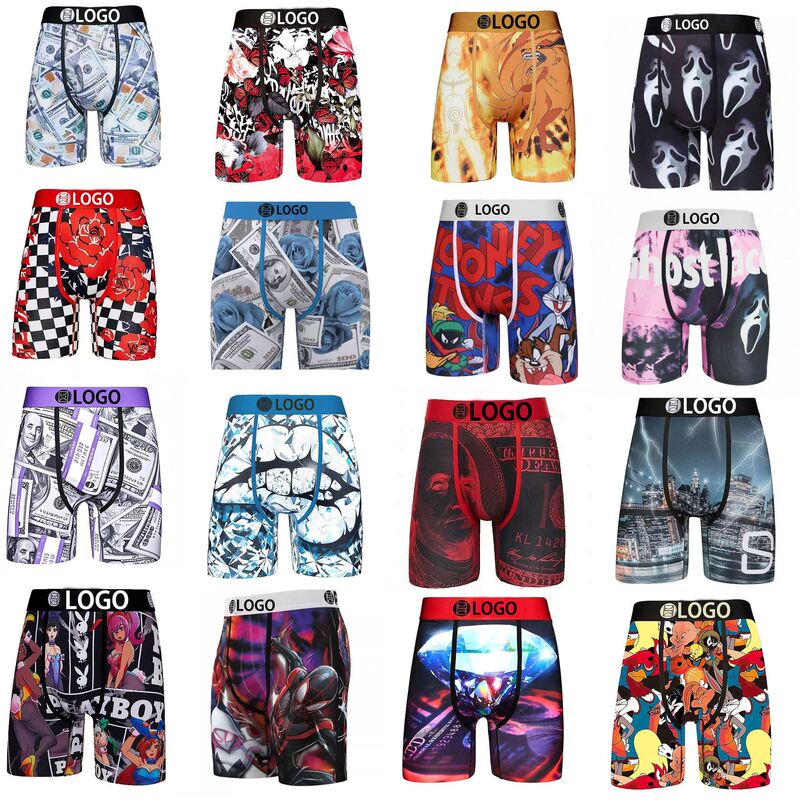 [Cross-Border Hot Item] American Trendy Brand Psd Men's Printed Sports Running Fitness Boxing Boxer Briefs