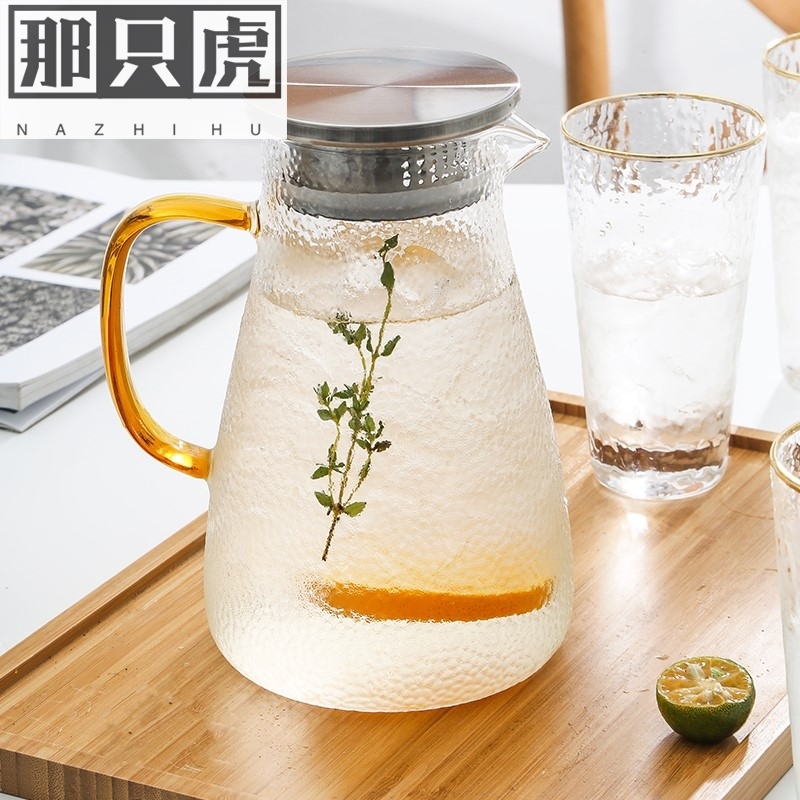 Glass cold kettle high temperature resistant cold kettle household hammer storage kettle large capacity juice kettle set cup of milk tea