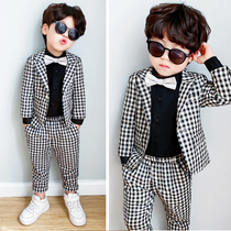 Autumn childrens clothing childrens small suit suit suit British style boy plaid suit two sets boy flower girl dress