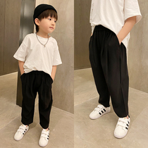 2021 Black Baby Boys Spring Autumn Casual Pants Children Leather Ribbed Pants