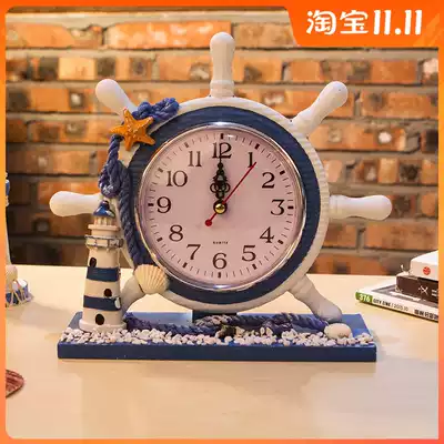 Mediterranean ornaments living room bedroom study desktop small ornaments clock creative wooden seat clock craft decoration