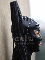  Latex Headgear Braid Hood Headgear Mantail Braid Mask Full Face Tight Wrap Latex Headgear Sexy S