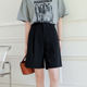 Spring and Summer New Style Bermuda Shorts for Women, Korean Style High-Waisted Loose Suit Shorts, Black Casual Straight-Leg Shorts
