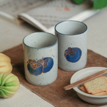 Yajitang Persimmon Ruyi blue and white hand-painted gold water Cup hand cup daily ceramic cup