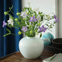 Yajitang round white porcelain big flower bottle flower flower arrangement home space tea mat furnishings Y