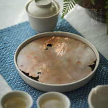 Ya Ji corrosion marks grass gray pot tea tray small tea tray oxidized brass cover can store water