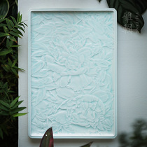 Ya Ji Hua Mudan Bai relief large tray tea tray home storage tray Y