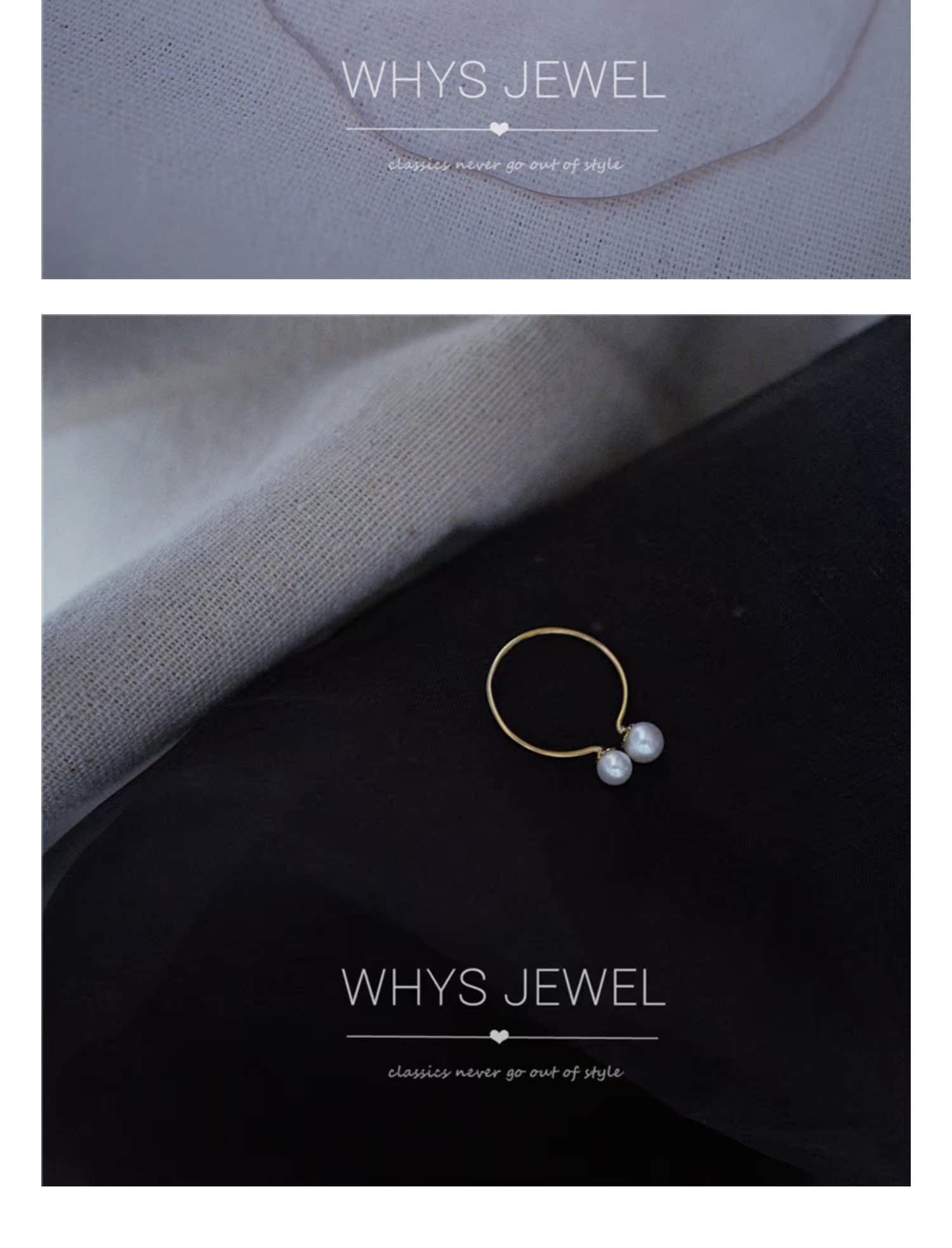 TẠI SAO Thời trang vàng 14K Joker Pearl Open Ring Đơn giản cá tính Ring ring Nữ nhẫn kim cương nam pnj